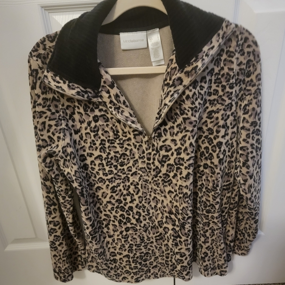 Leopard Print Velour Pullover